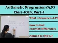 Arithmetic Progressions Class 10th Part 1 SEQUENCE FIRST TERM COMMON DIFFERENCE