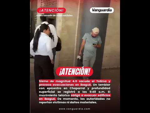 Sismo de magnitud 4.0 sacude el Tolima y provoca evacuaciones en Ibagué