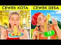 Lagu TANTANGAN CEWEK KAMPUNG VS CEWEK KOTA || Situasi Lucu Si Kaya VS Miskin oleh 123 GO! FOOD