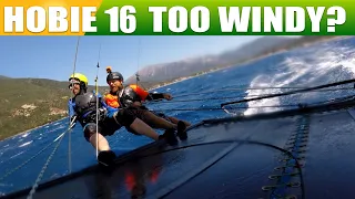Hobie 16 high wind sailing run  Multicam with onboard commentary