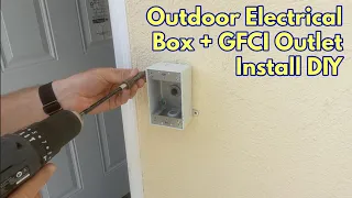 Exterior Electrical Outlet Box DIY Install on Stucco with GFCI Weatherproof Cover