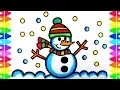 CHRISTMAS HOLIDAY COLORING PAGES FOR KIDS Learn how to Draw and Color an Adorable SNOWMAN