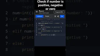Check if number is positive negative or zero program-python