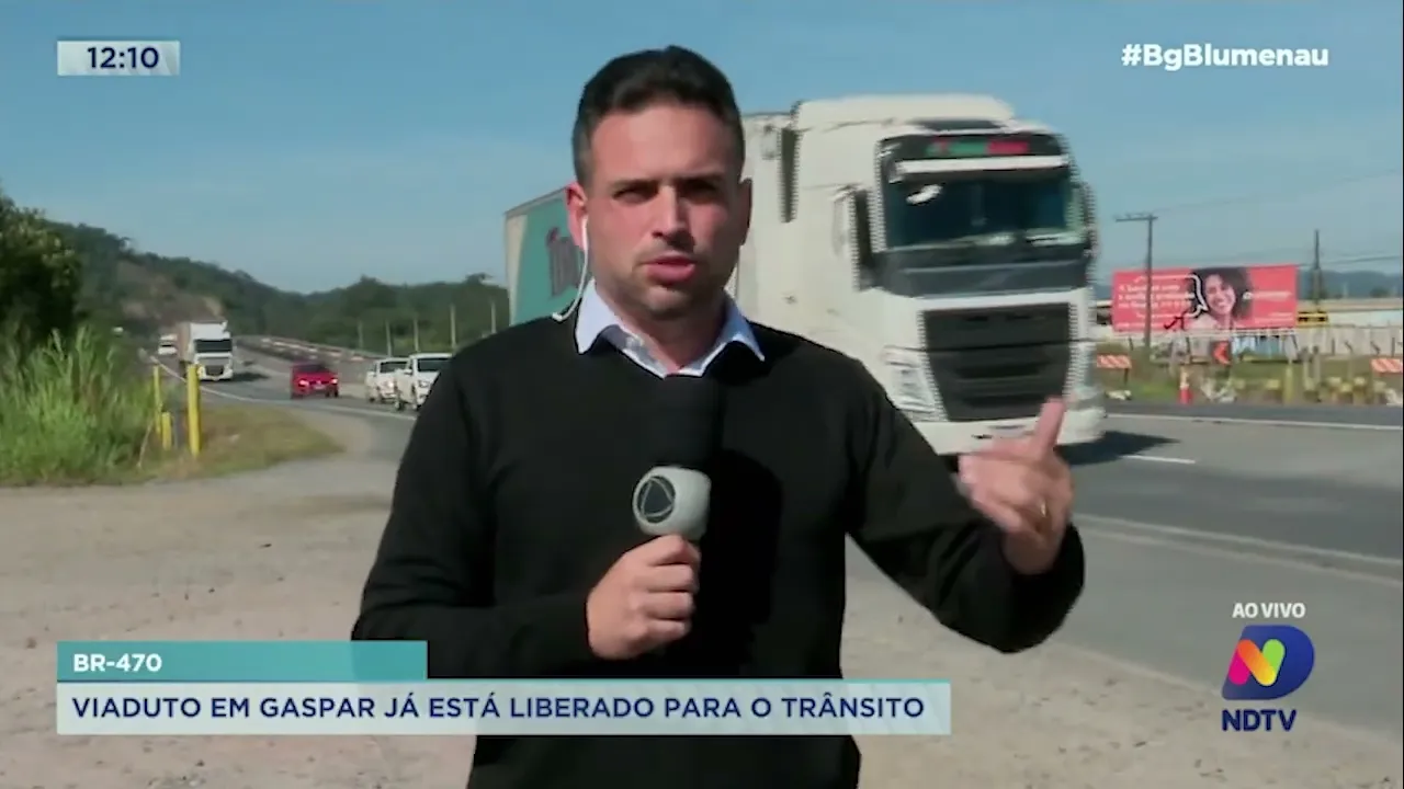 Viaduto em Gaspar é liberado para o trânsito