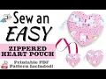 How to Sew an EASY Beginners Zippered Heart Purse or Pouch 3 Printable Patterns Included