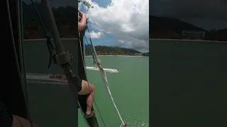 Extreme DIY fixes on a sailboat – going up the mast #shorts