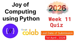 NPTEL Joy of Computing Using Python - Week 11 Quiz Answers 2026 Proof Included