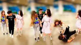 تيك توك قمر مار و بيسان اسماعيل وانس الشايب كواليس تصوير الفيديو تكسرت رجل بيسان تصميم لقمر مار 