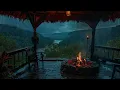 Download Lagu Heavy Rain in the Forest Porch, Bonfire and Thunderstorm Sounds To Helps Reduce stress, Sleep