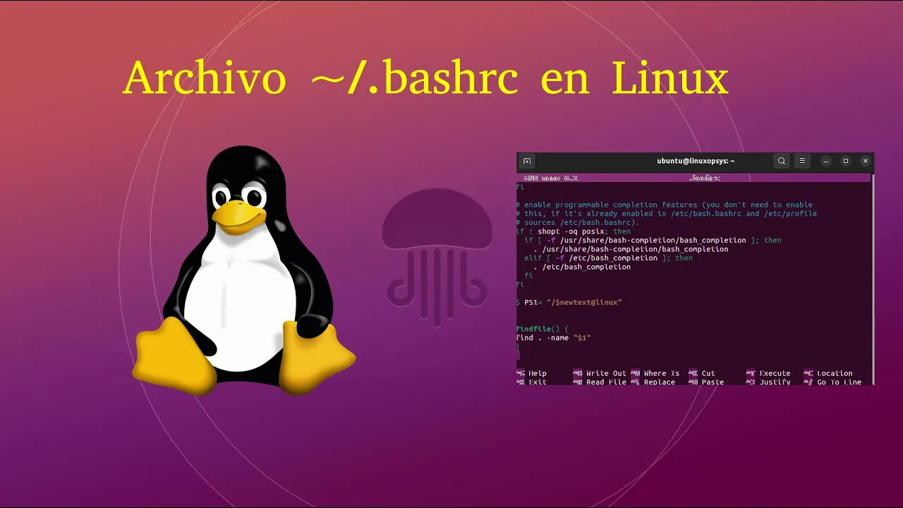 Descripción del archivo .bashrc en Linux (variables de entorno, alias, export, source)