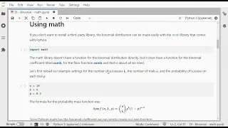 Python - Binomial Distribution using math library only