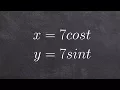 Learn how to eliminate the parameter given sine and cosine of t