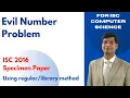 Evil Number Problem ISC Computer Science Practical 2016 Specimen Java Solved