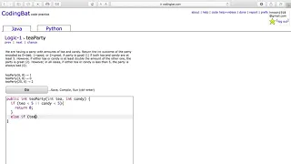 Logic 1 teaParty Java Tutorial codingbat com