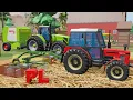 Lagu Kolorowa farma i dwa Traktory Czerwony i Zielony - Grabienie i Zbieranie bel słomy po Polsku
