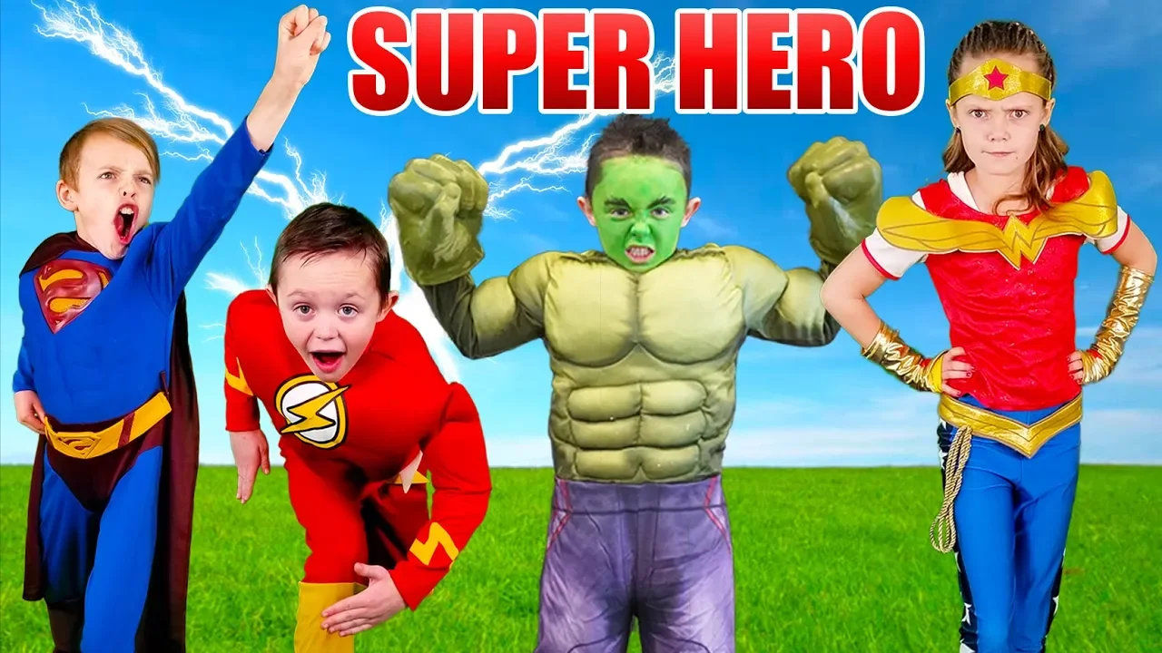 Kids Fun TV Superhero Compilation Video: Shazam, The Flash VS Superman! Superhero Race In Real Life!