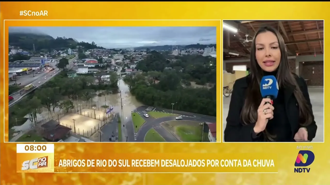 Rio do Sul registra pontos de alagamento na manhã desta segunda-feira; abrigos recebem desalojados