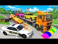 Download Lagu Flatbed Truck McQueen | Transportation with Truck - Pothole vs Car #16 | BeamNG.Drive Gameplay