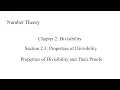 Properties of Divisibility and Their Proofs NT-Ch 2-S2 3 - Part 1