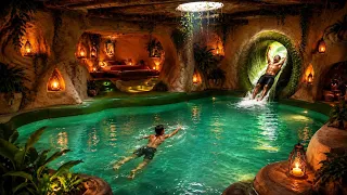 Build underground house and secret waterslide to an underground swimming pool Using Primitive Skills