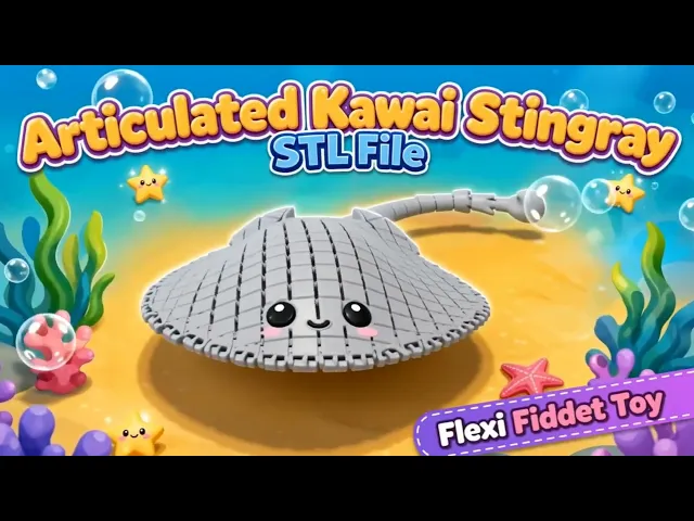 Articulated Kawaii Stingray Flexi Fidget Toy Cute Hybrid Ray video thumbnail