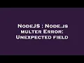 NodeJS Node js multer Error Unexpected field