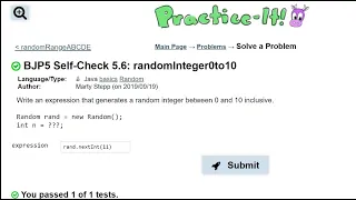 Java Practice It 5 6 randomInteger0to10 random basics