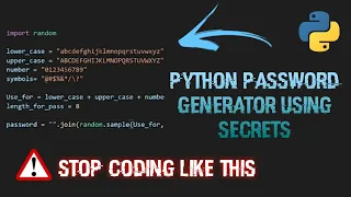 Python Password generator using secrets Unhackable password generator Advanced level