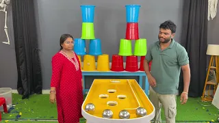 Roll the ball drop challenge sister vs Brother 