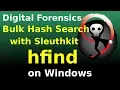 Bulk hash search with Sleuthkit hfind