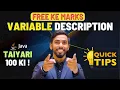 How to Write Variable Description in Java Variable Description Format Computer Class 10 ICSE