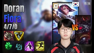 Doran Top Fiora vs Sion lol KR solo rank Full Game 15 24 vs