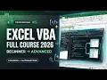 Excel VBA Programming Full Course 2026 Beginner to Advanced Complete Tutorial
