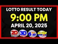 Lotto Result Today 9PM Draw April 20 2025 2D 3D Swertres PCSO