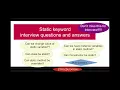 Static keyword in java interview questions and answers Mandatory and tricky topic for interview