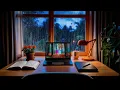 Peaceful Sound of Rain In The Evening & Relaxing Piano Music | Warm Bedroom for Sleep, Relax d125