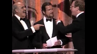 Sean Connery With Michael Caine And Roger Moore Presenting Best Actor Oscar At 1989 Academy Awards 
