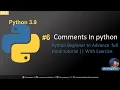 Comments Python Beginner to Advance full Hindi tutorial With Exercise