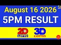5PM Lotto Result Today August 16 2026 Swertres 3D Lotto EZ2 2D Lotto PCSO