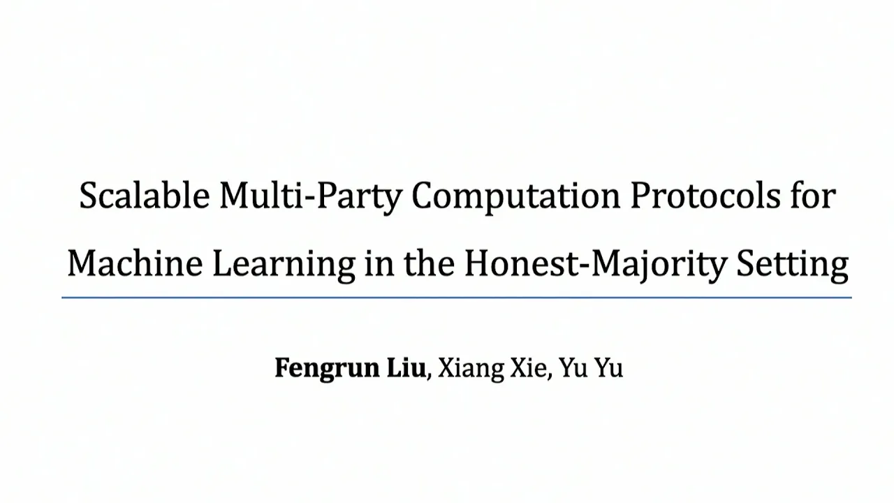 USENIX Security '24 - Scalable Multi-Party Computation Protocols for Machine Learning in the...