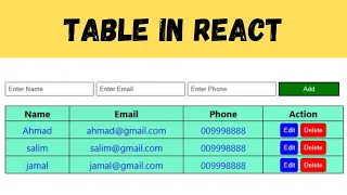 How to Create a Table in React JS React Table Tutorial from Scratch CRUD Operation using React