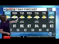 Trending muggier but dry today showers on Monday
