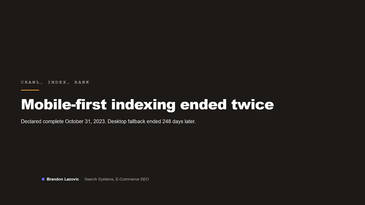 Video thumbnail: What does mobile-first indexing mean now? Two end dates
