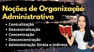Centralização, Descentralização, Concentração, Desconcentração, Administração Direta e Indireta.