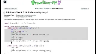 Java Practice It Self-Check 7 20 ReferenceMystery2 arrays syntax array basics
