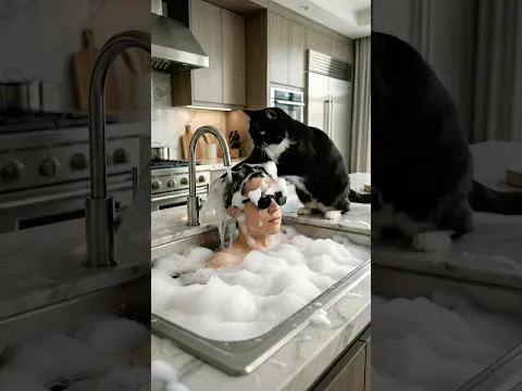 Cat Washing My Hair?! 🐱🧼 (Satisfying ASMR) #Shorts
