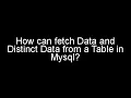 SQL SELECT Statement SQL SELECT DISTINCT Statement mysql tutorials in hindi