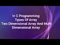 In C Programming Types Of Array Two Dimensional Array And Multi Dimensional Array In marathi