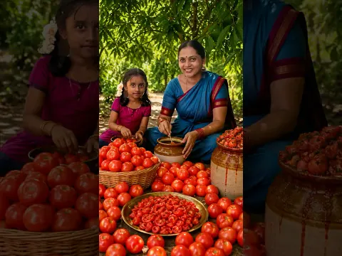 🍅 Pure Traditional Tomato Pickle #villagelife #food #pickle #love