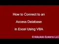 Connecting and Reading an Access Database Into Excel Using VBA